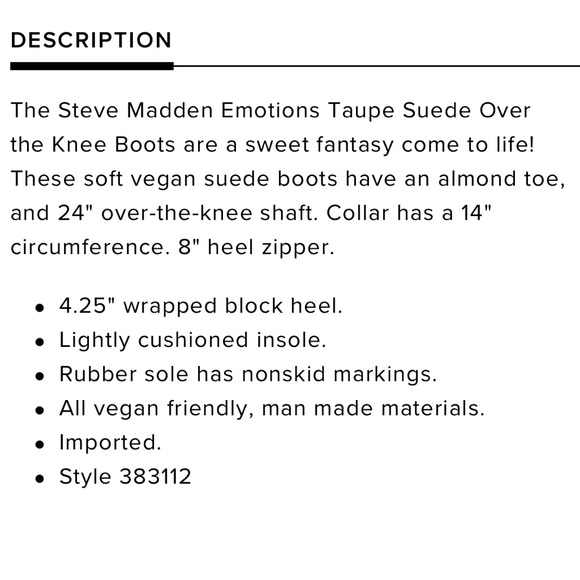 Size 9 | NWOT Steve Madden Emotions Taupe Suede Over the Knee Boots - Picture 6 of 9